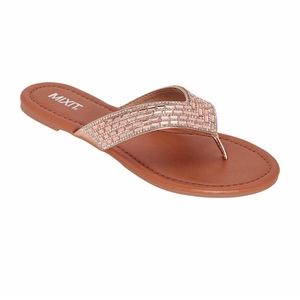 Womens size 7 tan & rose gold sandals